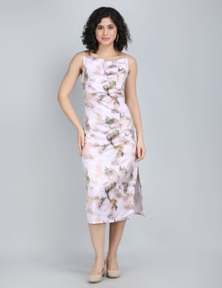 Elegant Earth Tone Midi Dress-S