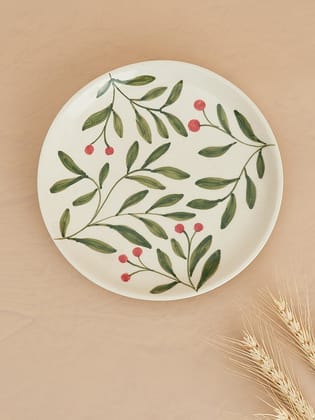 Olive Leaf Ceramic Plate Set of 2