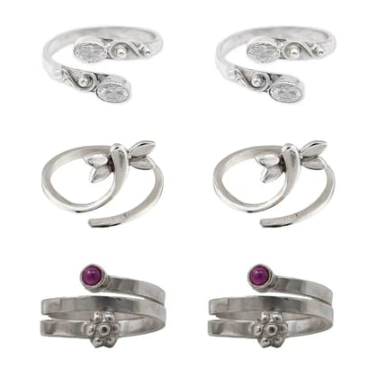 Set Of Three Silver Toe Rings (7)