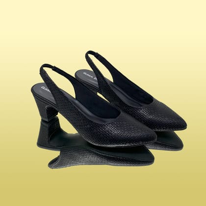 Black Slingback Heels-Black / 36