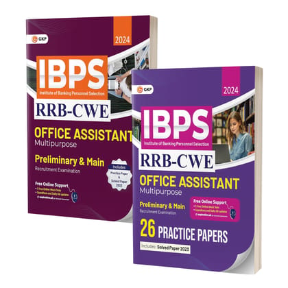 Combo Set: GKP IBPS 2024: RRB-CWE Office Assistant (Multipurpose) Preliminary & Main (Guide & Practice papers)