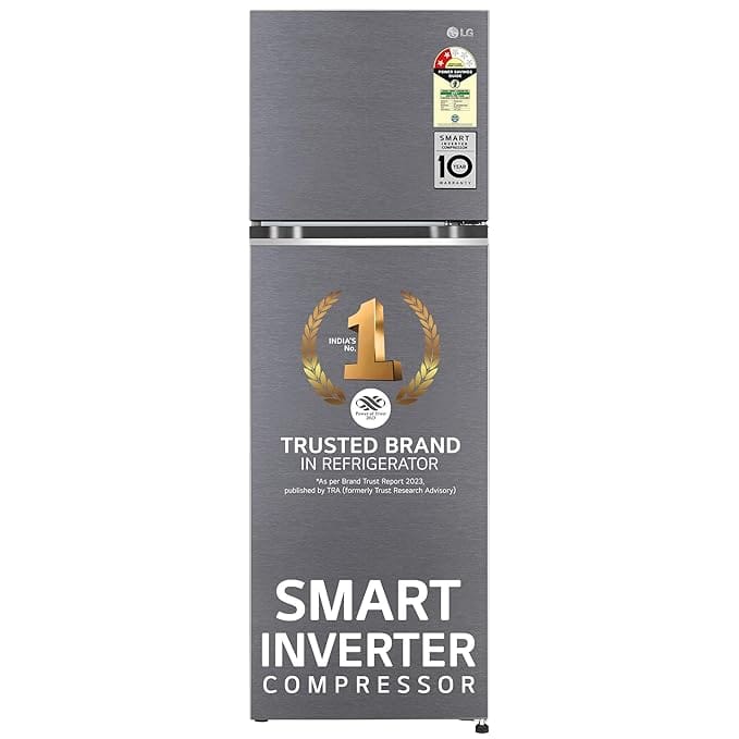 LG 272L Frost-Free Double Door Fridge, Smart Inverter, Dazzle Steel, Express Freeze, Multi Air Flow, 2023 Model, 2 Star-?Dazzle Steel