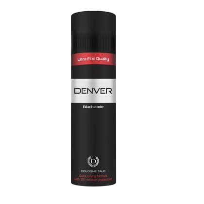 Denver Black Code Talc 100Gm, Scented Talcum Powder For Men