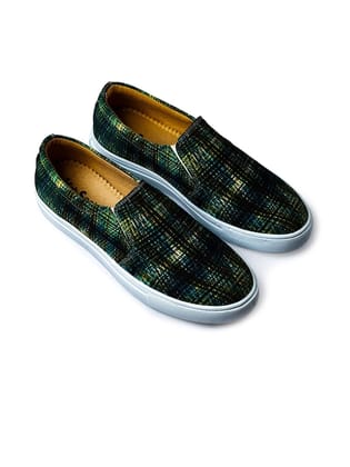 Men Printed Comfort Insole Canvas Contrast Sole Slip-On Sneakers