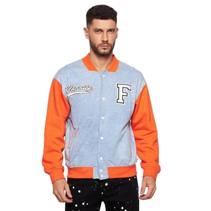 Indigo Orange Varsity Jacket-L
