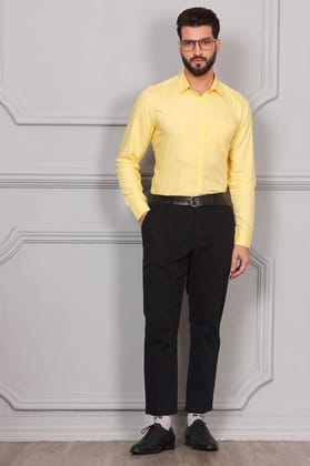 Pineapple Yellow Formal Cotton Shirt (Size - S) by BLUE EAGLE