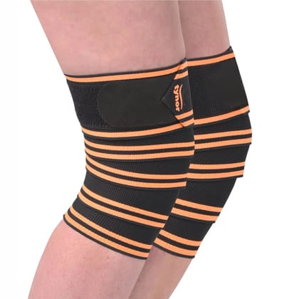 Tynor Weight Lifting Knee Wrap (No return no exchange)-Orange