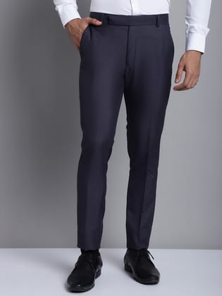 Indian Needle Men's Grey Tapered Fit Formal Trousers-30 / Grey