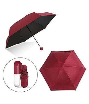 Capsule Umbrella Lightweight Weatherproof UV Protection Mini Compact Foldable Design Travel/Folding/Portable Umbrella - Maroon