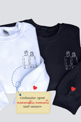 Customised Line Art Couple Unisex Sweatshirts - Pack of 2