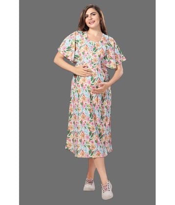 EASYMOM White Cotton Blend Womens Maternity Dress ( Pack of 1 ) - 2XL