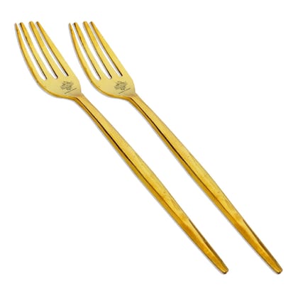 Indian Art Villa Pure Brass Fork, Shine Finish Design, Kitchenware, Decorative-2