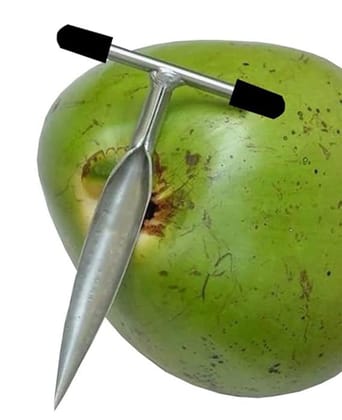 KATHIYAWADI Stainless Steel Coconut Opener for Fresh Green Young Coconut Water, 3 X 0.5 X 6.5 Inch, Silver