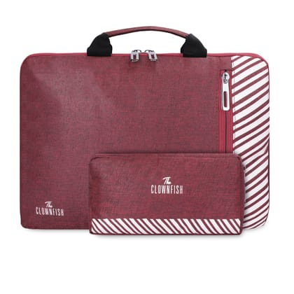 The Clownfish Combo: Rex Series 13" Laptop Sleeve & Scholar Series Multipurpose Travel Pouch/Pencil Case/Toiletry Bag, Maroon.-Clownfish Combo: Rex Series 13" Laptop Sleeve & Scholar Series Multi