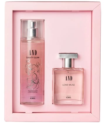 AND Love Muse Eau De Perfume 50ML & Dainty Glam Body Mist 200ML for Women Crafted by Ajmal