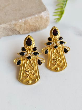 Glamorous Golden Dangler Earrings – Perfect for Party Elegance | Sarichka-Black