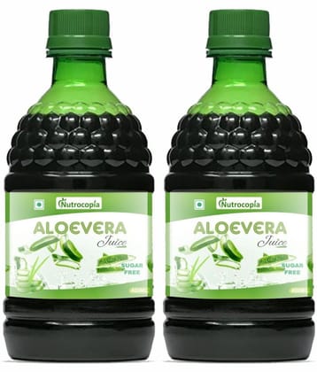 NUTROCOPIA Aloe Vera Juice | For Glowing Skin & Healthy Hair | Organic & Natural Juice Made With Cold Pressed Aloe Vera 400 ML - Pack of 2