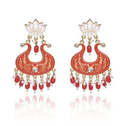 Nilu's Collection Handmade Ethnic Designer Red Floral Jhumka for Women & Girls Jhumki Earring