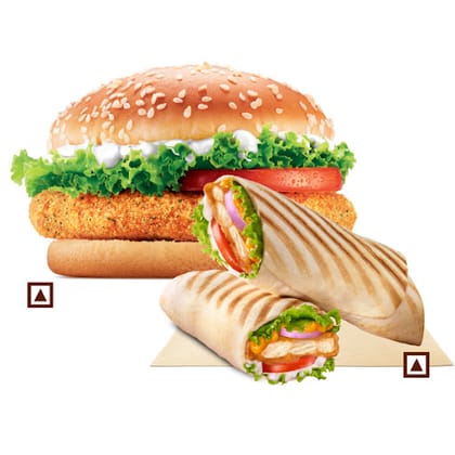 Fiery Chicken Wrap+BK Chicken Burger.