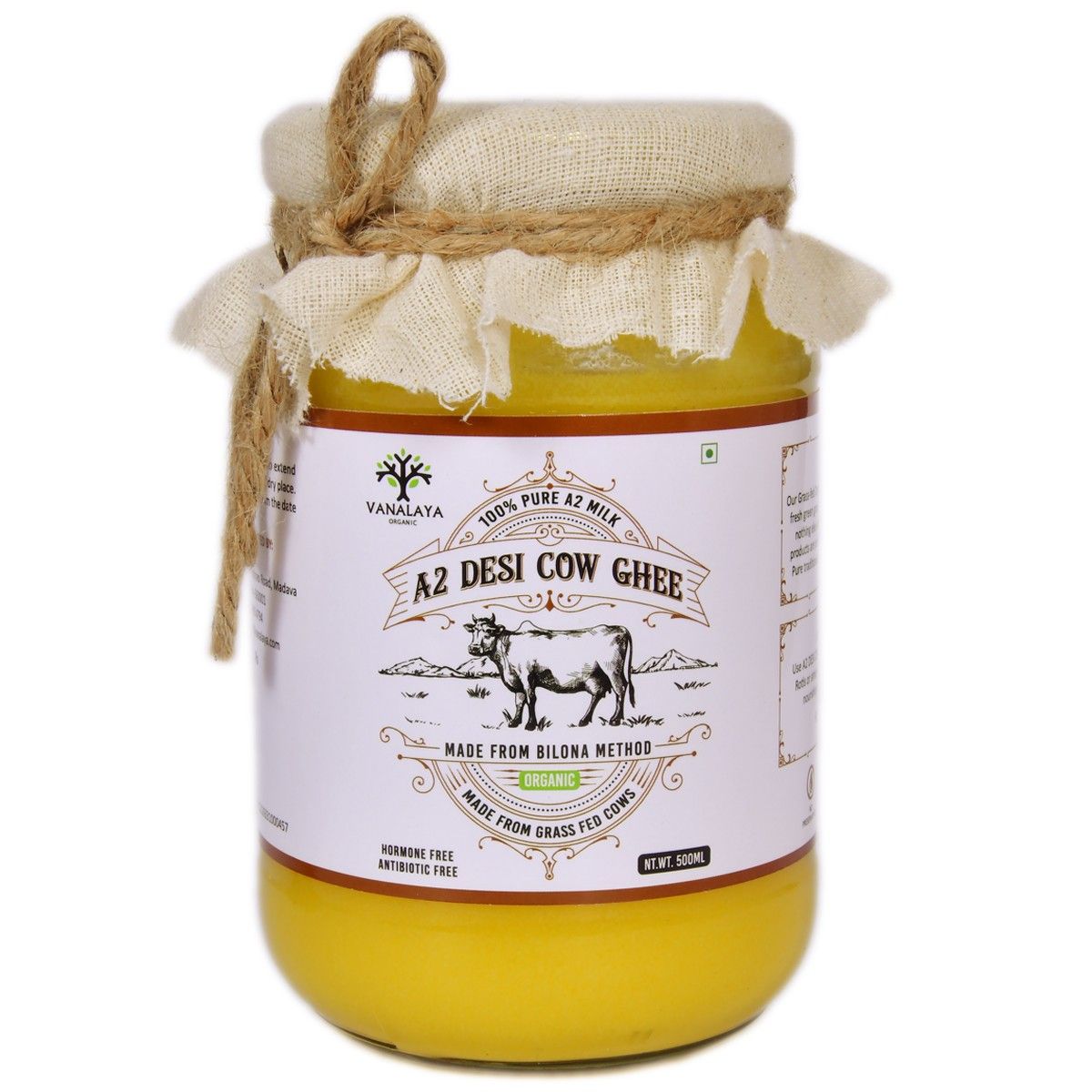 A2 Desi Cow Ghee from A2 Milk Prepared by Traditional Bilona Method 500ml