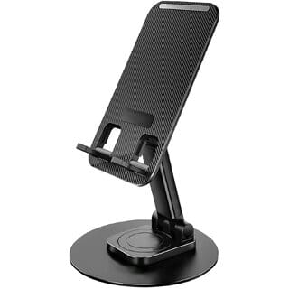 Mobile Stand with Tabletop Grip and Stable Support, 360 Rotating Holder | Lever Lock for Universal Smartphone Compatibility (Black)