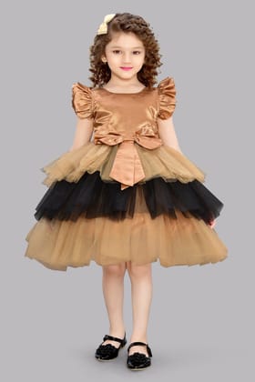 Gold & Black  Layered Party  Frock-9-10 Y / Gold