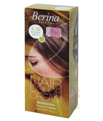 Berina HAIR COLOR CREAM A32 BLONDE GREEN Permanent Hair Color Light Blonde 60 g