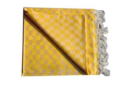 Summer/AC Comfortable Bhagalpuri Silk Viscose Fabric Shawl, Yellow Colour, Comfort, Single Yarn, Double Yarn-Single Yarn / 100×50Inch
