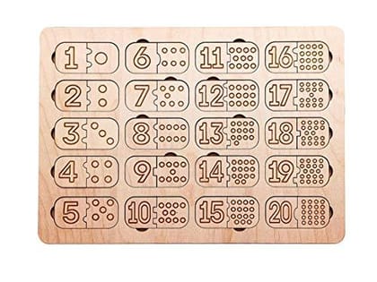 Whittlewud Number Match Educational Game, Numbers Learning toy Maths set 1-20, Numbers and Counting tray, Montessori counting board, wooden Learning to Count