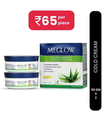 Meglow Aloe Vera Moisturizing Cold Cream for Dry Skin with SPF 15 Protection 50g ( Pack of 2 )