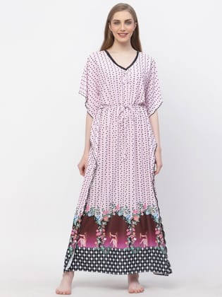 Floral Satin Maxi Kaftan Nightdress