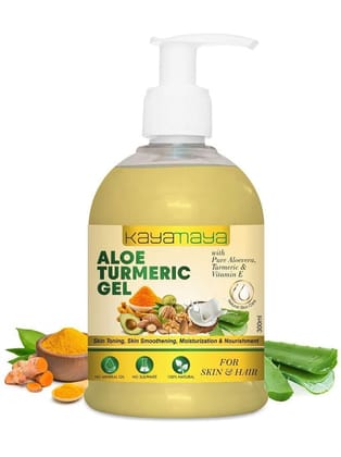 Aloe Vera Gel with 100% Pure Aloe Vera Plant, Turmeric & Vitamin E for Face, Skin & Hair