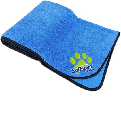 SOFTSPUN Microfiber Pet Towel 70x140 cms 1pcs 380gsm Sky Blue! Ultra-Soft, Ultra-Absorbent for Drying Medium & Large Dogs & Cats of All Breeds Quickly.