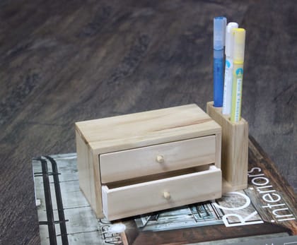 IVEI Wooden Compact Pen Holder with Drawer - Mobile holder - Desk Organizer - Minimal-Style 1