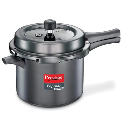 Prestige Popular Svachh Hard Anodised Pressure Cooker | Black 5 Liter