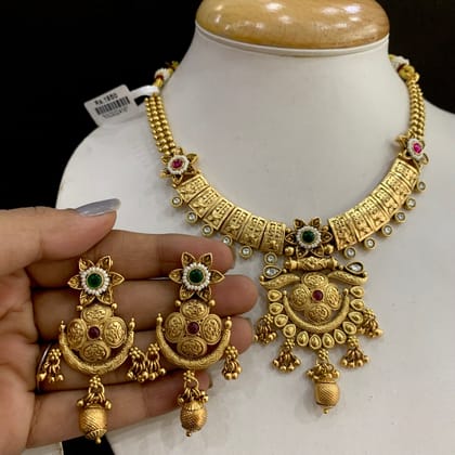 Antique Necklace sets 479743-Short Necklaces / Copper Alloy / Ruby-Green