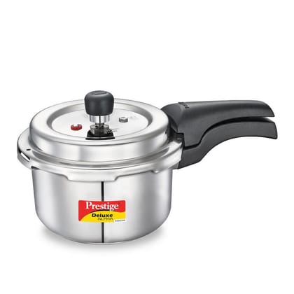 Prestige Deluxe Alpha Svachh Stainless Steel Spillage Control Pressure Cooker, 2 L (Silver)