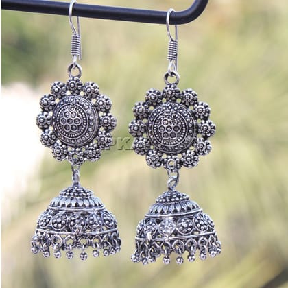 Earrings - Jhumki Earrings for Women - Oxidised Silver Plated