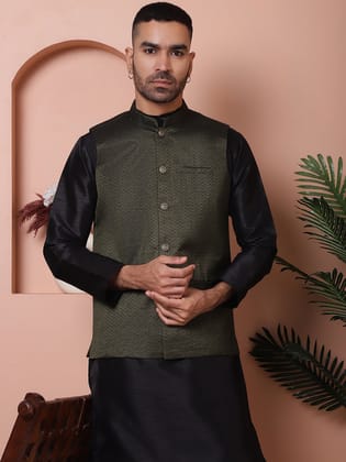 Woven Design Nehru Jacket for Men-S