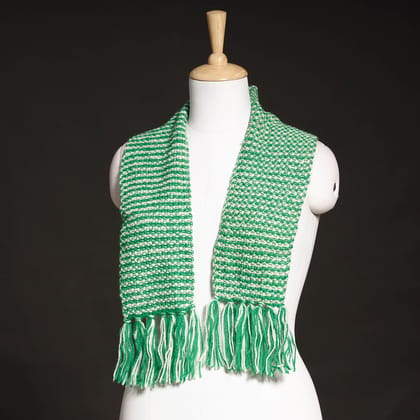 Green - Kumaun Hand Knitted Woolen Muffler (66 in)