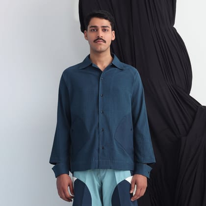 Regiment Seersucker Shirt- Teal-S