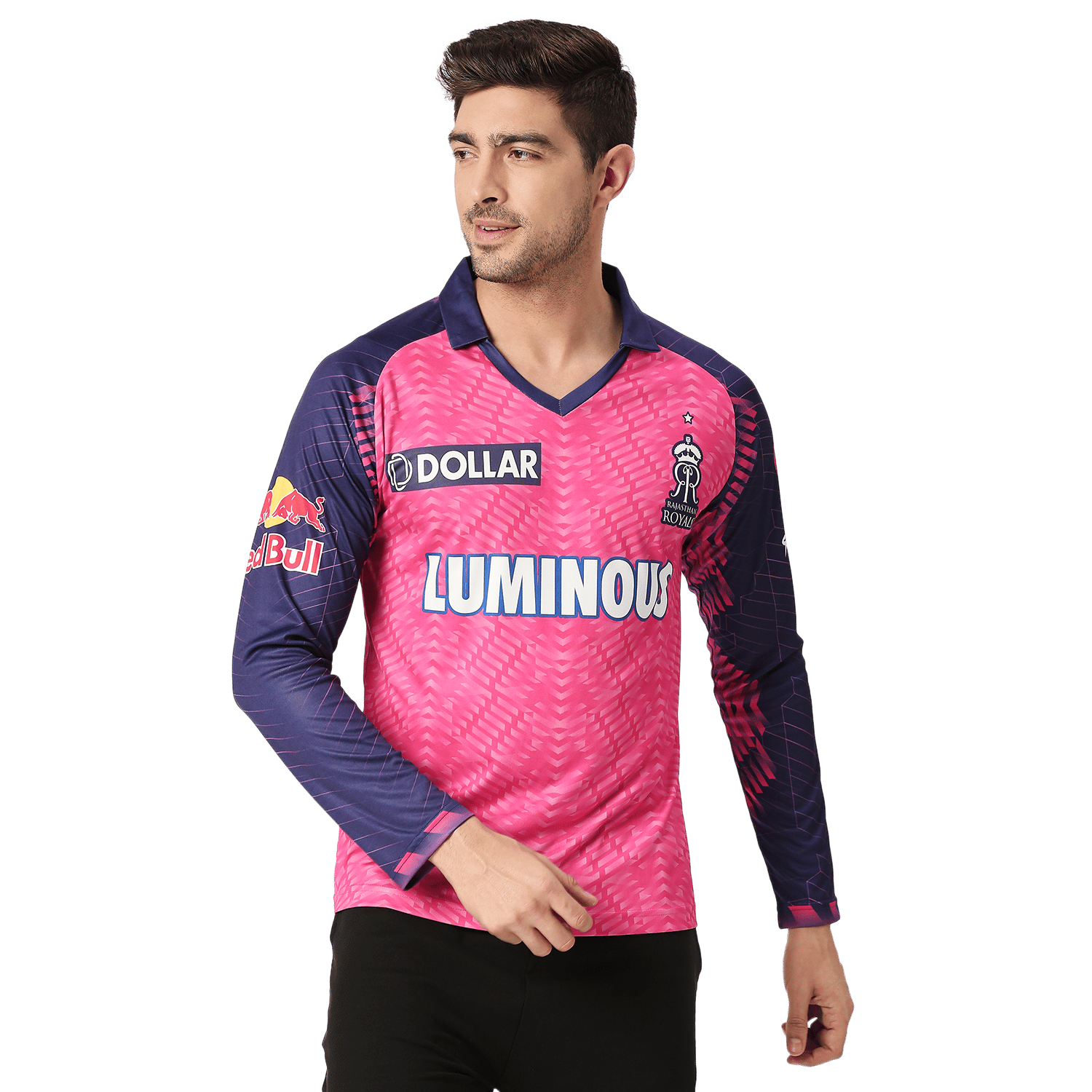 Rajasthan Royals Match Jersey 2023 - Full Sleeve-2XL / Blue/Pink / 100% Polyester DriTech
