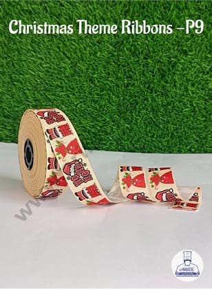 CAKE DECOR™ 1 Roll Christmas Theme Ribbons | Gift Wrapping | Hamper Decoration ( SBR-CH-P9 )