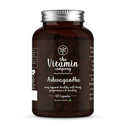 The Vitamin Company Ashwagandha General Wellness Capsules, Anxiety & Stress Relief & Rejuvenates Mind & Body, Natural Immunity Booster for Women & Men 60 Capsules