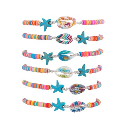 Yellow Chimes 6 Pcs Kids Jewelry for Girls: Woven Friendship Painted Charm Bracelets, Return Gift Set.-Yellow Chimes 6 Pcs Kids Jewelry for Girls: Woven Friendship Painted Charm Bracelets, Return