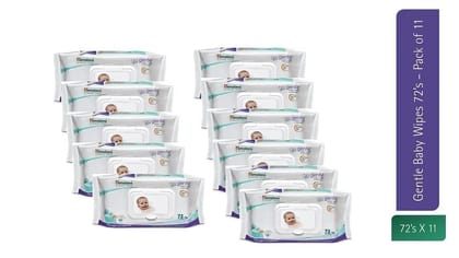 Himalaya Gentle Baby Wipes 72 (Pack of 11) (72 Wet Wipes per Pack)