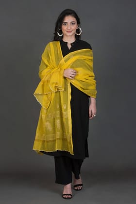 Yellow Kota Doria Dupatta-in