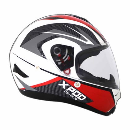 TVS XPOD Primus Single Visor - White Red -M