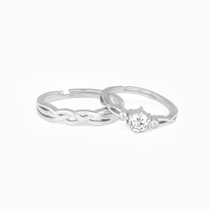 Silver Elegant Love Couples Rings