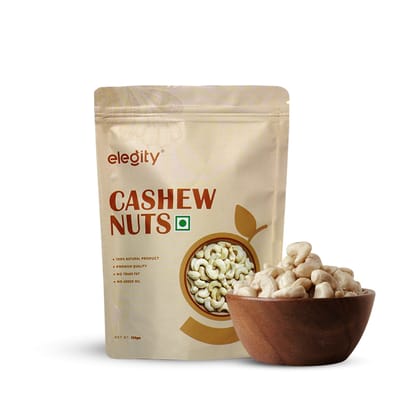 Elegity Plain Cashew|Whole Kaju - Nutritious & Delicious Cashews, 250 gm